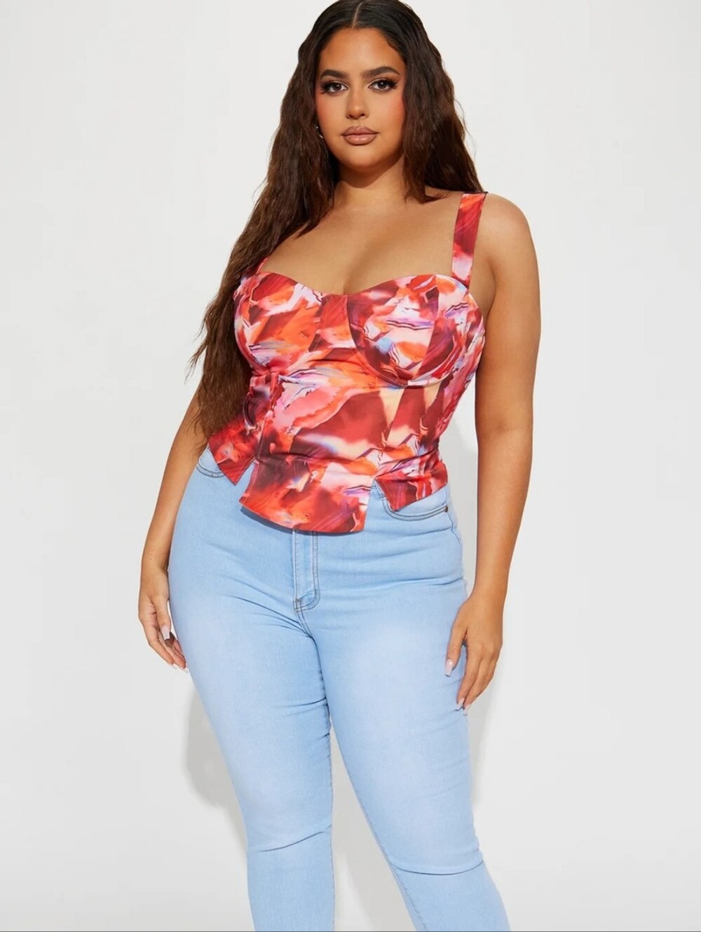 Fashion Nova Fantasy Living Corset Top Red & Pink Top 3X